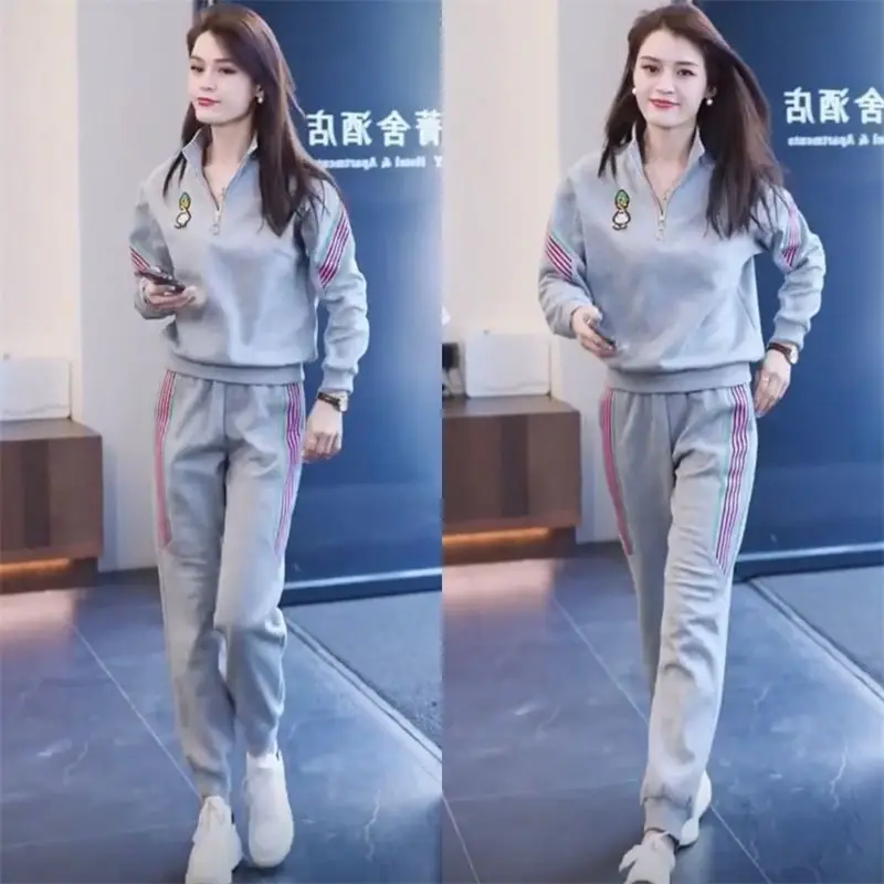 Women\'s Casual Suit Spring Autumn New Loose Tracksuit Fashion Tops And Pencil Pants 2 Two Piece Set Plus Size Clothing For Women