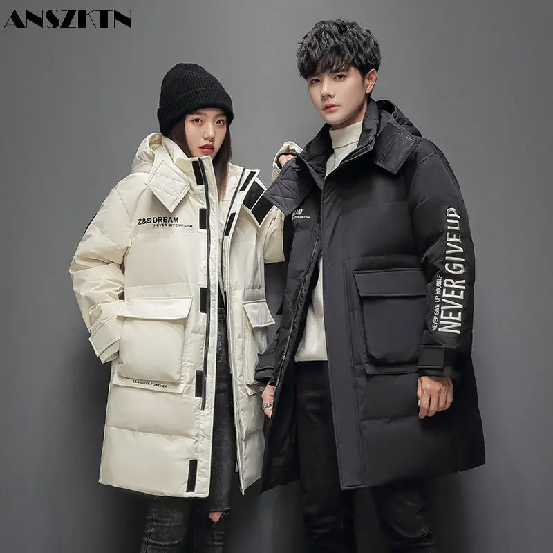 

ANSZKTN The new thickened warm short winter trend hooded coat couples down jacket