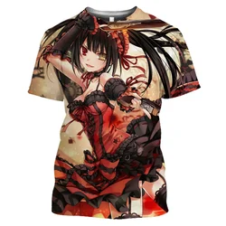 Mangas Date A Live Tokisaki Kurumi Sexy Girls Otaku Graphic T-Shirt Anime Short Sleeve Harajuku Shirt for Men Tops & Tees