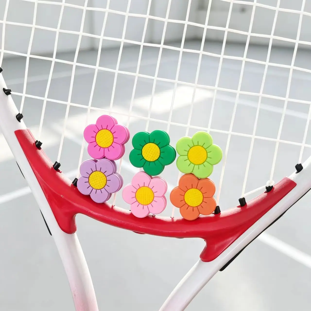 Flower Tennis Vibration Dampener, Cute Silicone Racket String Damper Colorful Tennis Accessories