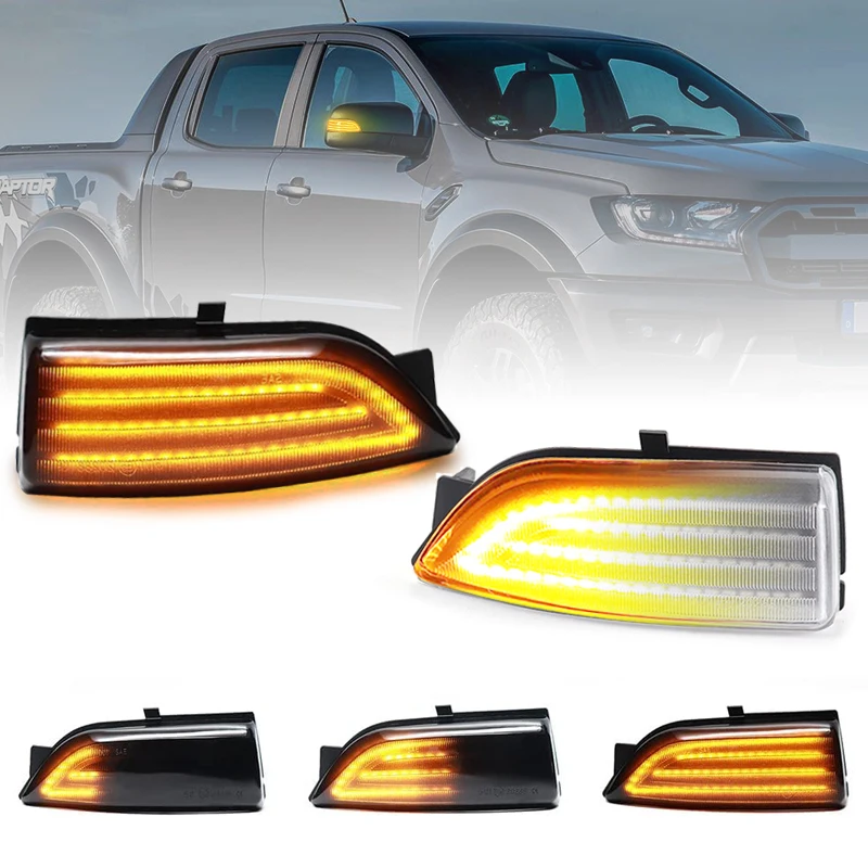 For Ford Everest 2015-2019 Ranger T6 2012-2019 LED Side Mirror Lamp Amber Side Rearview Dynamic Turn Signal Lights