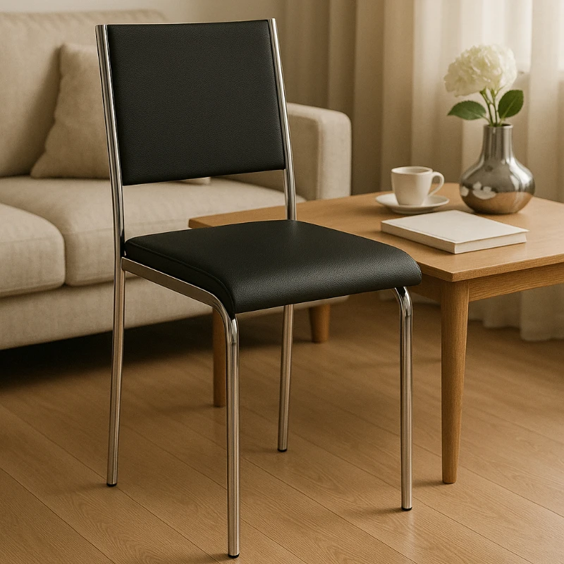 

Stainless Steel Dining Chair Modern Restaurant Seat with Backrest Ergonomic Stool for Hotel Cafe Bar Mahjong Game Room