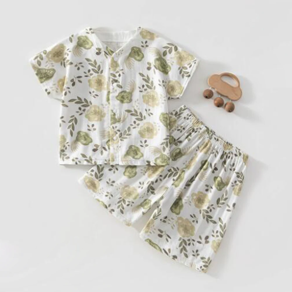 Baby Cothing Sets Summer Thin Breathable Tops Shorts Two Pieces Bamboo Firber Unisex Infant Baby Outfits For Boys Girls