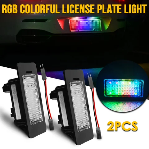 BMW 번호판용 LED RGB 조명, 다채로운 번호판 조명, BMW X1 X3 X5 E90 E39 E60 E61 E70 E92 E82 E88, 2 개