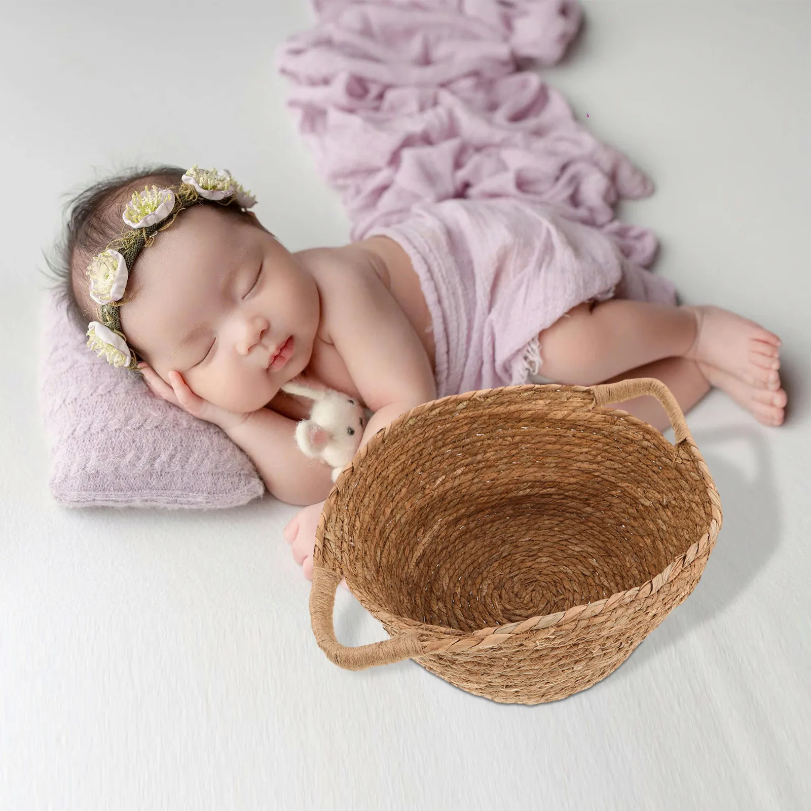 

Photo Props Photography Basket Khaki Handwoven Rustic Posing Props Nursery Shower Decorative Shelf