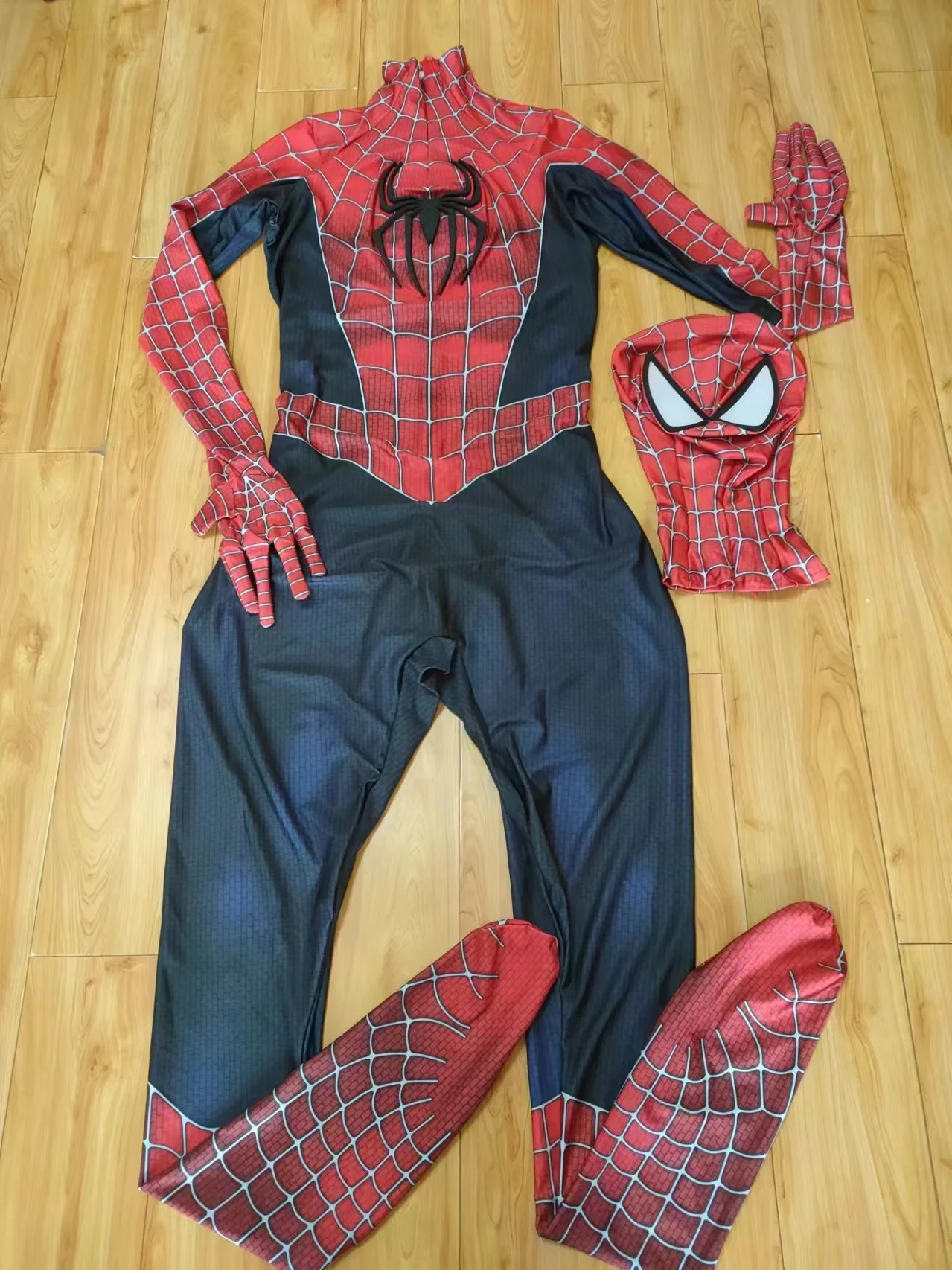 Maguire Raimi SM Cosplay 3D LOGO Spidey Costume Superhero Zentai Bodysuit Spandex Halloween Costume Disfraces Adult - view 5