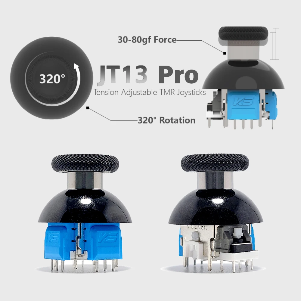 k-シルバー-jt13-プロ-jt13-009-320-°-テンション調整可能なtmrジョイスティック、ドリフトなし、ps4、ps5、switch-pro、xbox、xbox-elite-1交換用