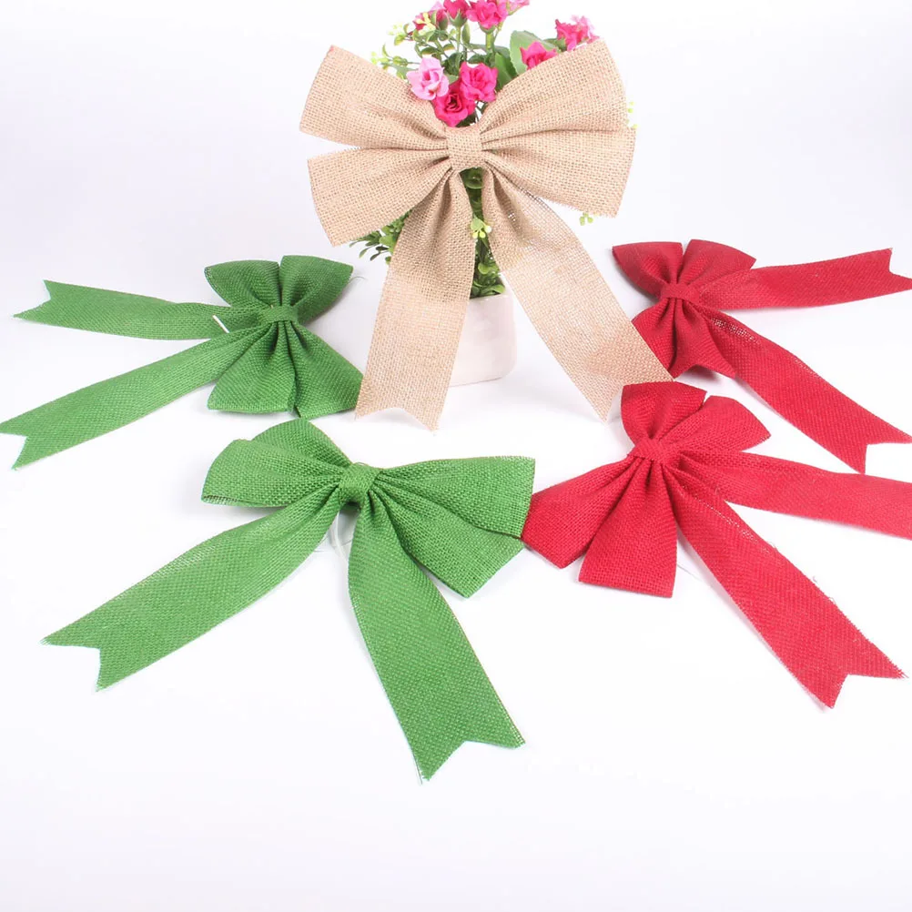 

2Pcs Jute Burlap Bowknot Red Vintage Rustic Christmas Tree Wedding Party Decoration Hanging Ornament DIY Craft Supplies