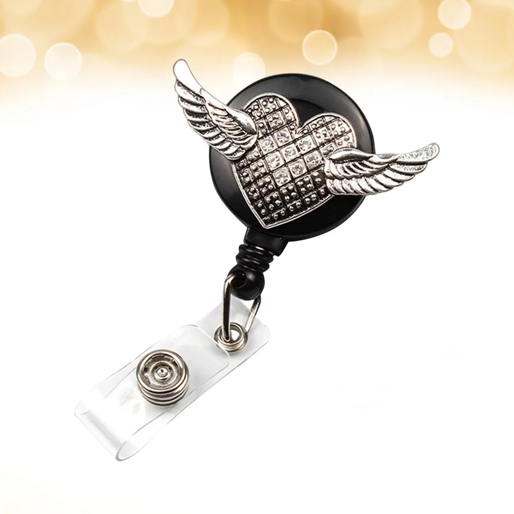 

Id Badge Reel White Wing Shaped Clip Retractable Name Tag Holder For Office Nurse Student Telescopic Buckle Easy Pull Id Sleeve