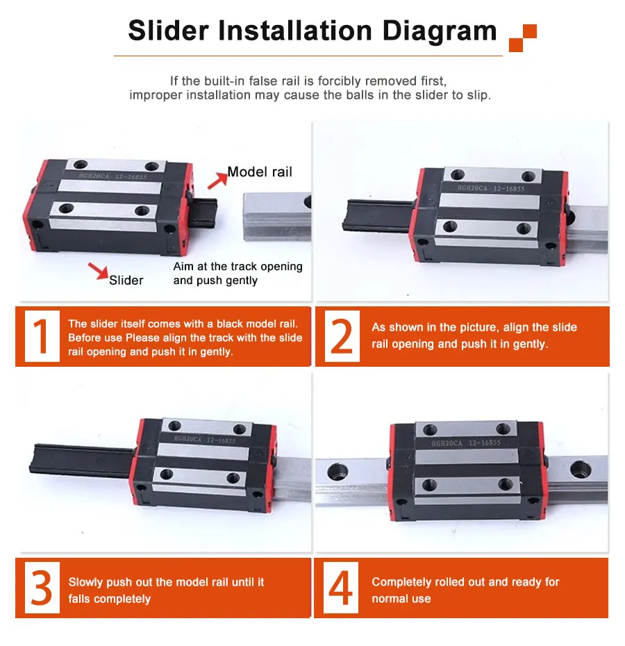 1 Satz quadratische lineare Führungsschiene HGR20 und HGH20CA HGW20CC HGH20HA HGW20HC Stahlblock-Gleitblock 150 mm-1200 mm CNC-Gleitsystem – Detail 12