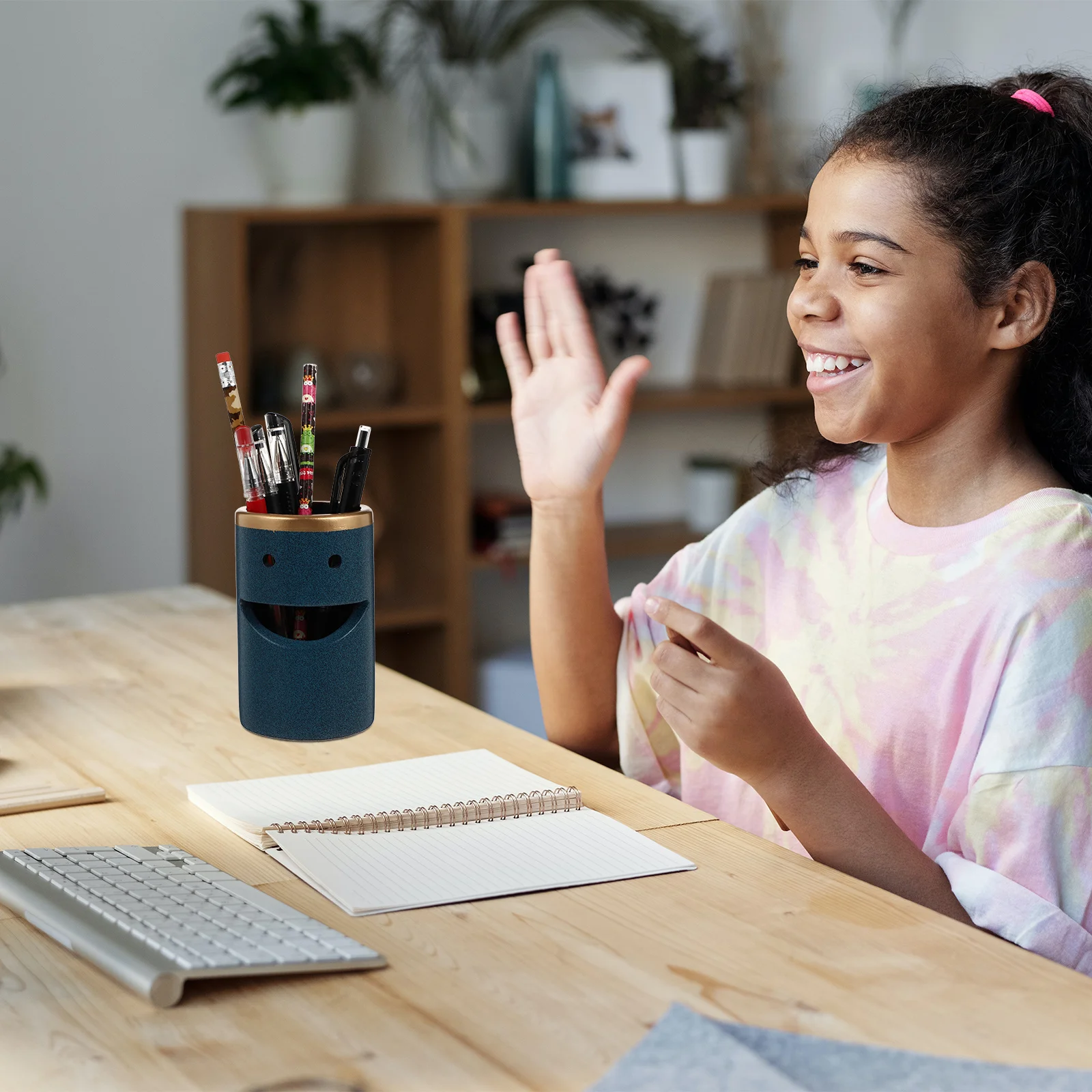 Suporte de caneta multiuso escritório adorável marca organizador lápis desktop recipiente útil