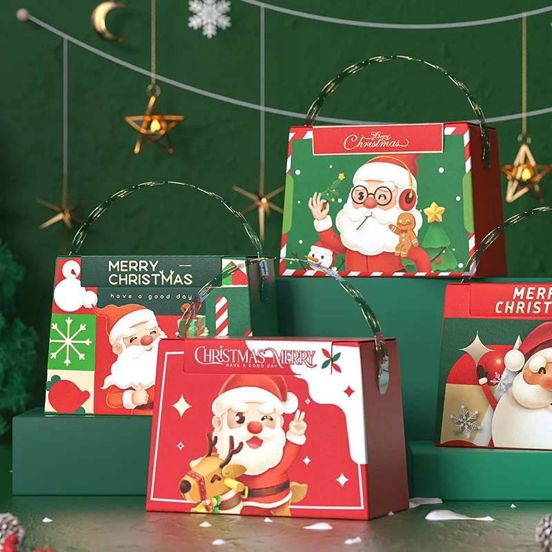

Portable Merry Christmas Gift Box Christmas Eve Apple Candy Cake Packaging Box Santa Claus Children's Festival New Year Party