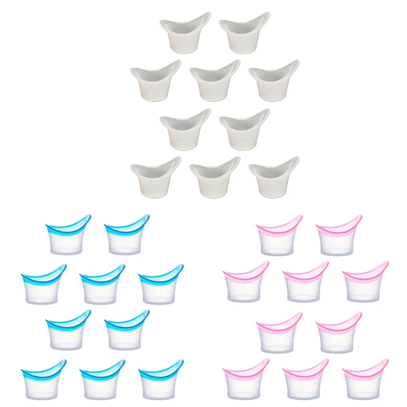 10Pcs Eye Wash Cup Eye Flush Cup Silicone Durable Transparent & Non-Sterile Measuring Cup for Eyes Daily Cleaning & Bath