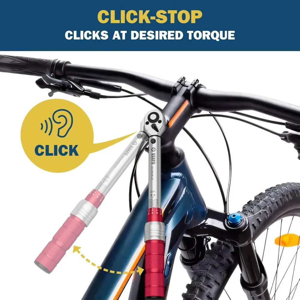 1/4 3/8 1/2-inch Drive Click Torque Wrench, 3Pcs Torque Wrench Set 20-240 in.lb, 5-45 ft.lb, 20-160 ft.lb,