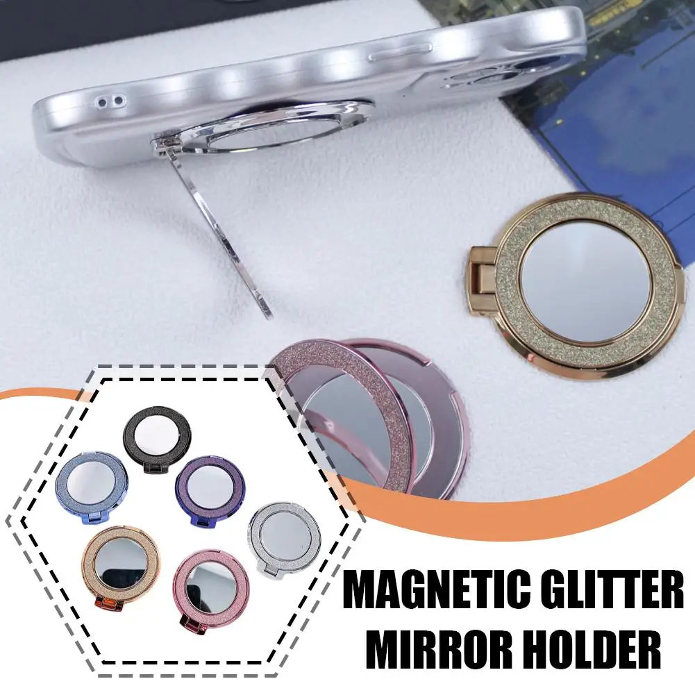 Magnetic Glitter Mirror Frame With Adhesive Buckle Mobile Stickers Multifunctional Case With Girls Mirror Phone Magn Makeup R7Y5