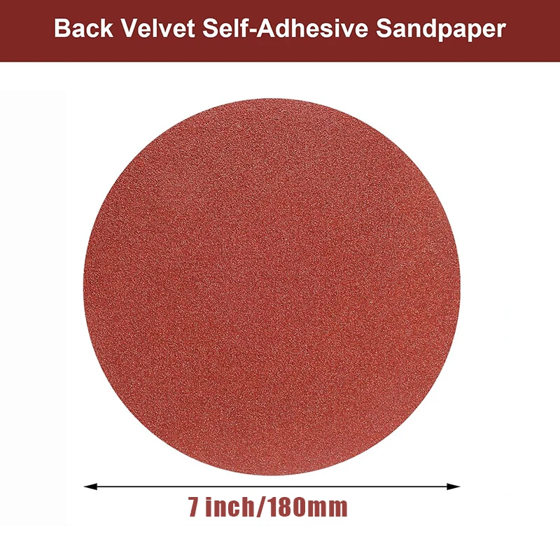 10Pcs 7 Inch 180 mm Round Hook and Loop Sandpaper Woodworking Metal Grinding Disc Abrasive Polishing Tool For Polishing