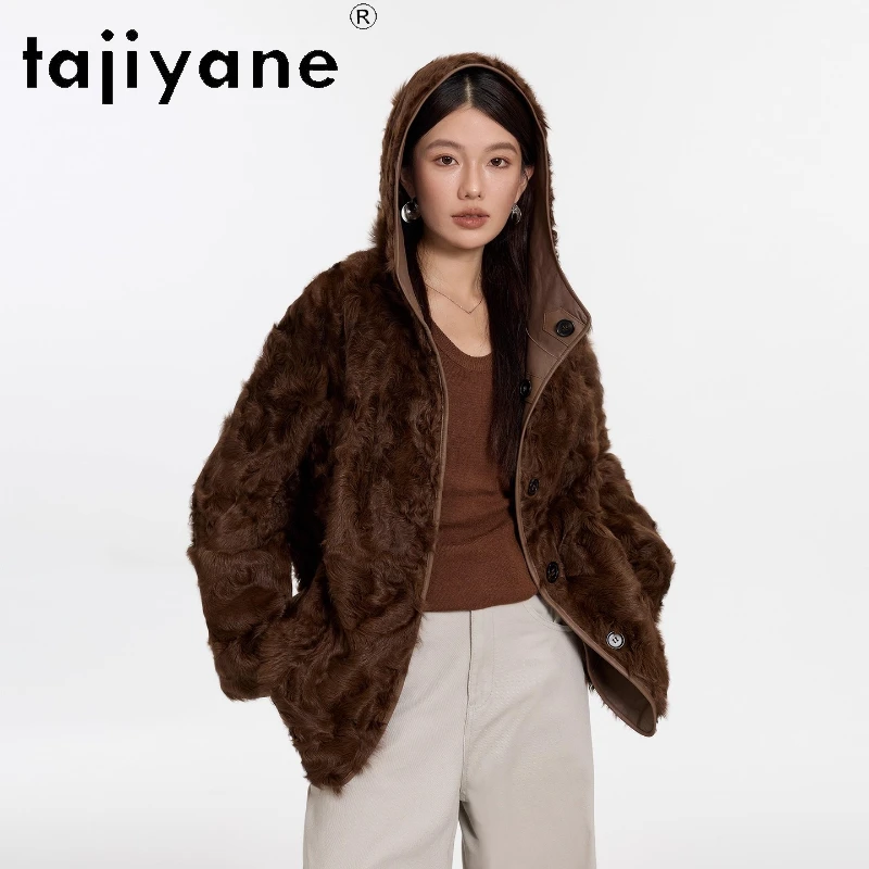 

TAJIYANE Real Xiaohu Wool Sheepskin Fur Double-faced Fur Coat Woman Chic Reversible Hooded Jacket 2025 Winter Women Clothes шуба