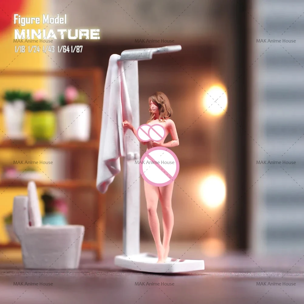 Miniaturowe figurki 1/87 1/64 1/43 1/24 1/18 Łazienka Piękno Taking A Shower Model Niepomalowane Kreatywne Fotografia Scena Lalki Zabawki