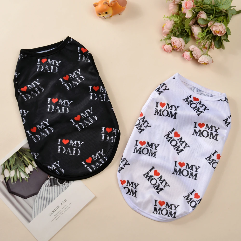 Atmungsaktive Hundekleidung Weste Briefdruck T-Shirt für kleine Hunde Bekleidung Katzen Kostüm Weicher Welpenpullover Chihuahua Haustier Outfits