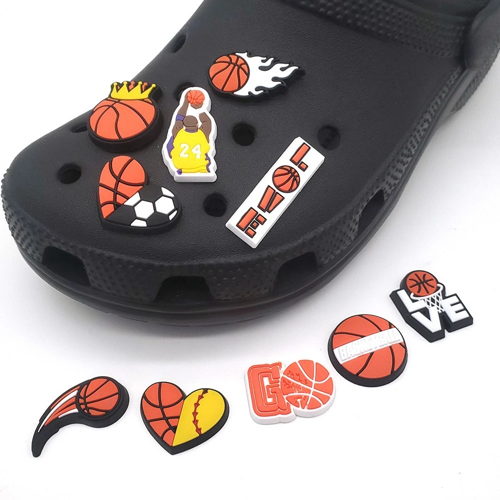 10Pcs/set Basketball Star Fashion PVC Shoe Charms DIY Hole Shoes Detachable Buckle Garden Shoes Accessories Boy Festival Gift