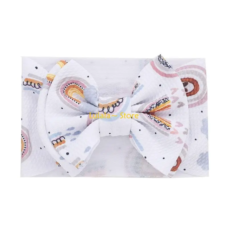 

Y4QA Baby Girls Big Bows Headbands Elastic Nylon Hairbands Turban Hair Accessories for Newborns Infants Toddlers & Kids