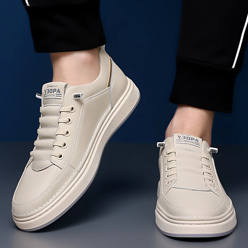 

Spring and Autumn 2025 New Men's Shoes, Leather Casual Sports Shoes, Breathable Thick-soled Shoes, Men's Flat Shoes men shoes