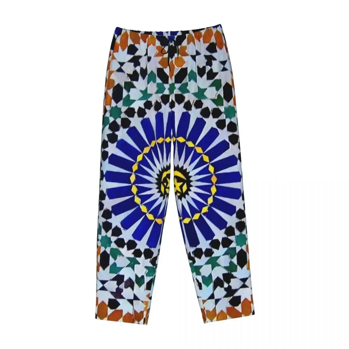 

Custom Arabic Tiles Moroccan Mosaic Women Pajama Pants Lounge Sleep Sleepwear Bottoms with Pockets
