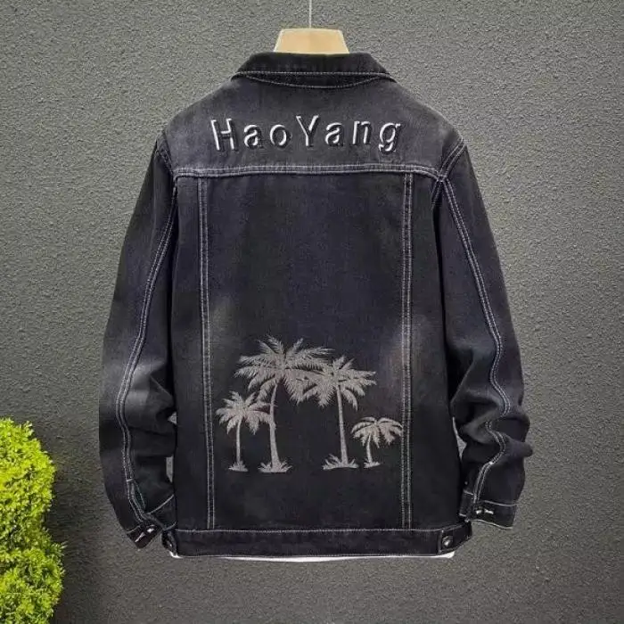 

Retro American High Street Men's Denim Jaet Casual Collar Spring Couple's Leisure Workwear Trendy Brand Stand Fit Jaet