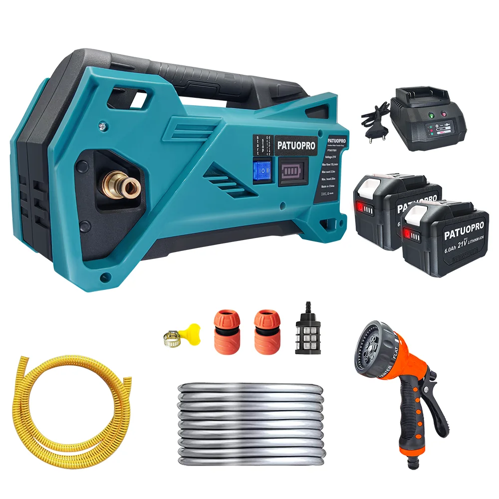 Patuopro 20m máquina de rega sem fio bomba água elétrica recarregável jardim rega ferramenta elétrica para makita 18v bateria