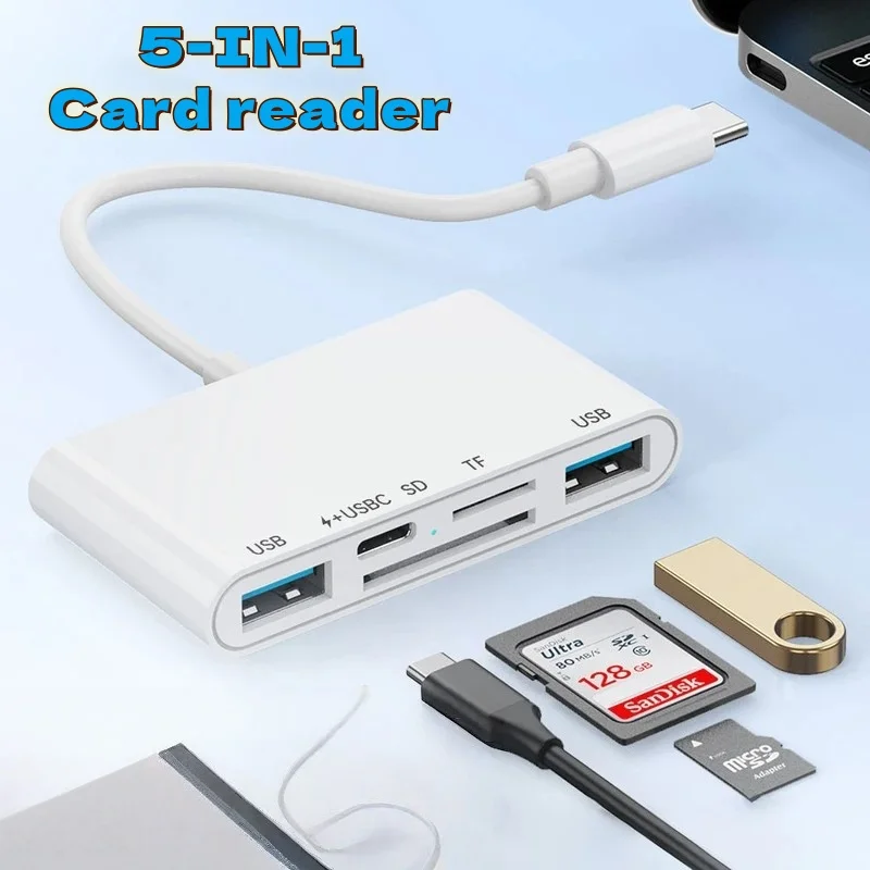 Multi-port USB-C OTG Adapter for Android Phones with PD Charging and Card Reader