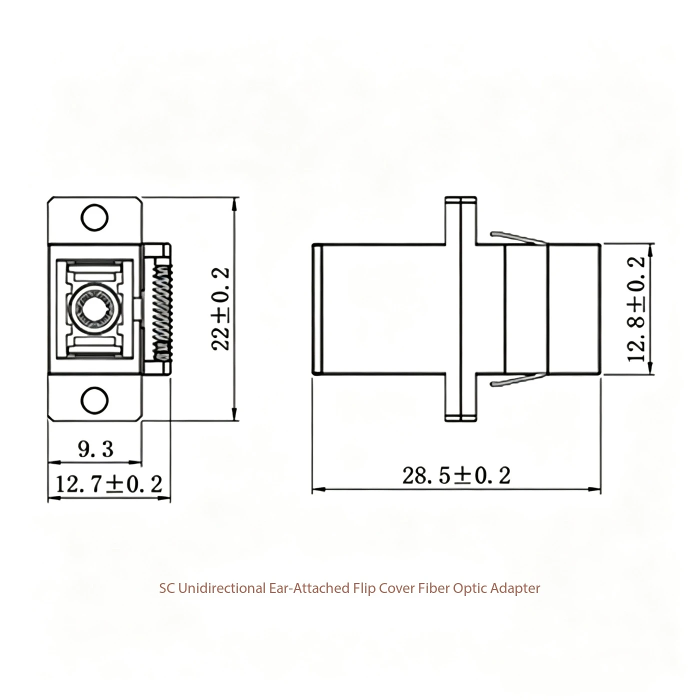 SC optical fiber adapter 100pcs anti-laser single-mode with ear-flap flange SM/MM/OM3/OM4 multimode