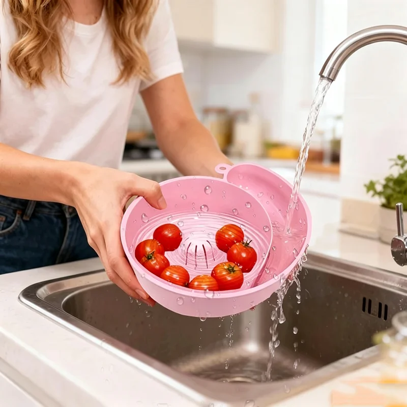 Spin Shape Automatic Vegetable Washing Household Fruit Drain Basket Reusable Kitchen Cleaning Filter Basket Tool Remove Stain