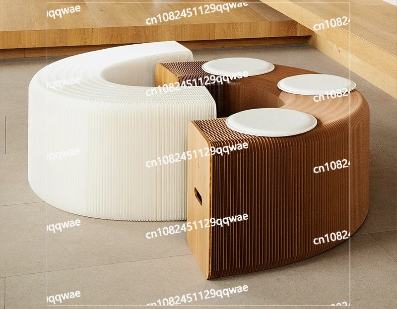 New Folding Paper Customer Waiting Chair Retractable White Brown Waiting Room Bench Seating Waiting Area Chairs for salons