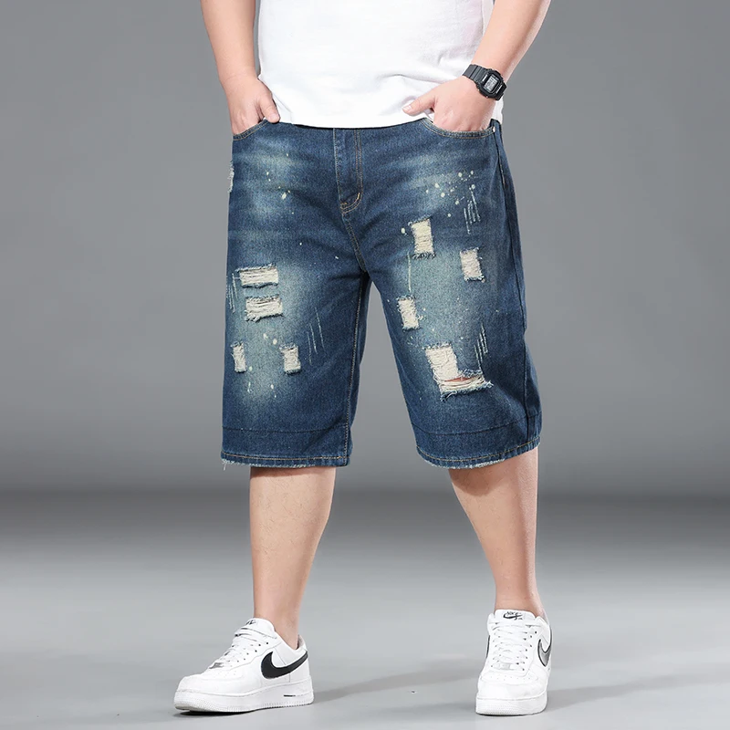 

TY779 Men's ripped denim shorts, five-inch shorts, plus size, high-waisted trousers