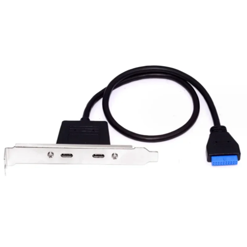 

ABT-Front PCI Card Slot USB 3.1 Port Expansion 20Pin Female To Dual TYPE-C Female Data Cable With Bezel On Computer Chassis Dura