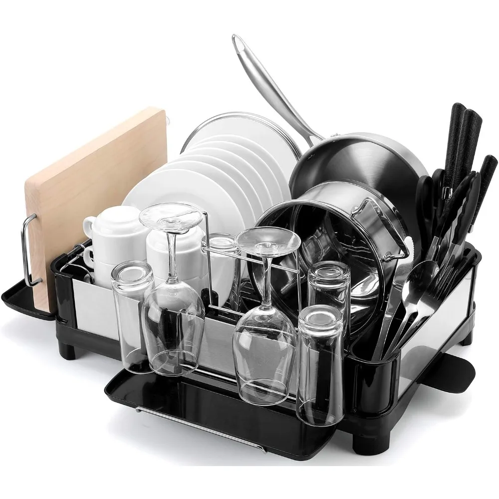

Dish Rack - Fingerprint-Proof 304 Stainless Steel Pot Dish Drying Rack for Kitchen Counter,Cups Holder and Cutting Board Rack
