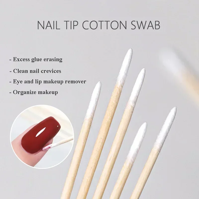 100/300PC 7/10cm Disposable Ultra-small Micro Brushes Eyelash Extension Glue Removing Tool Double-end Wood Cotton Swab Lint-Free