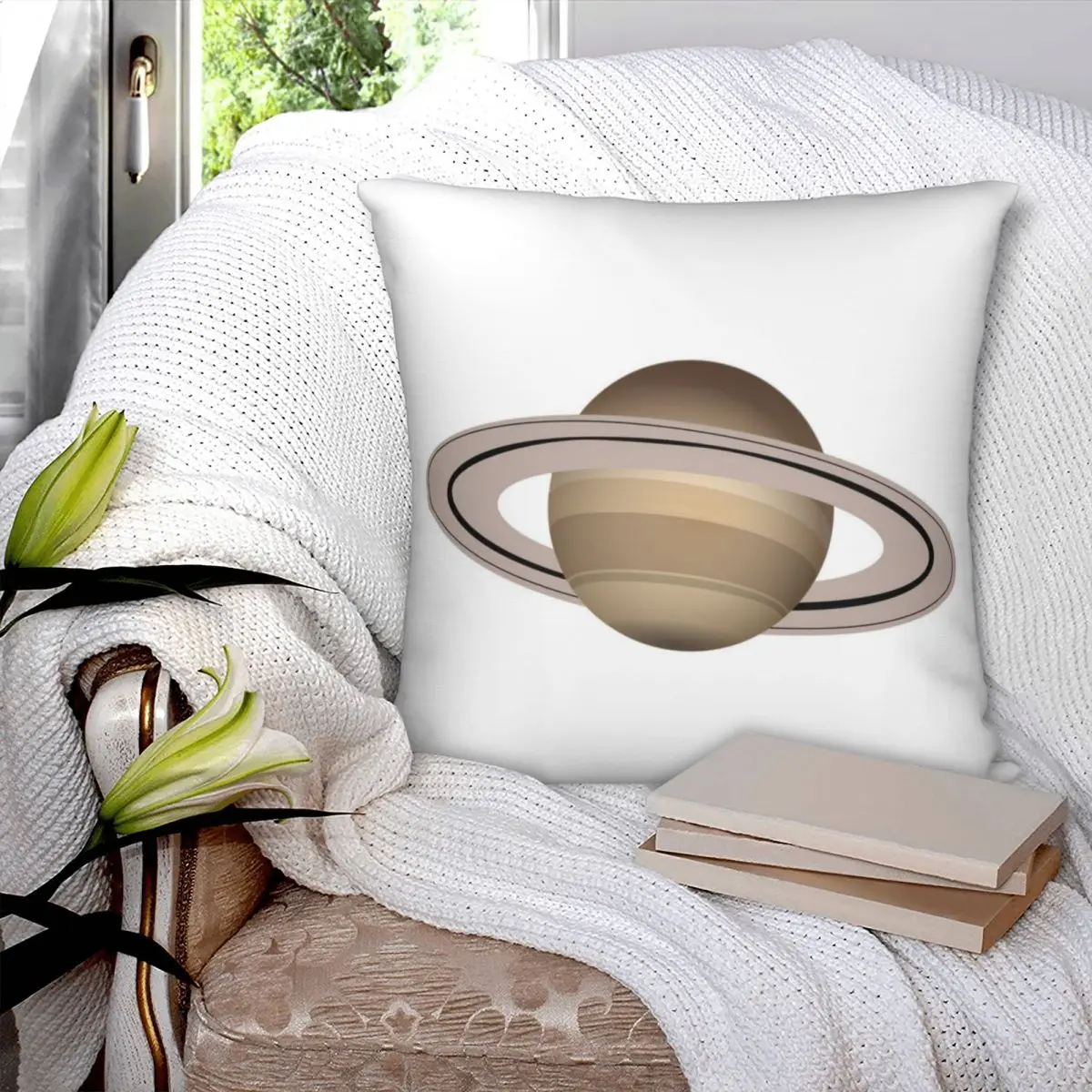 Saturn Planet Square Pillowcase Polyester Pillow Cover Velvet Cushion Decor Comfort Throw Pillow for home Living Room