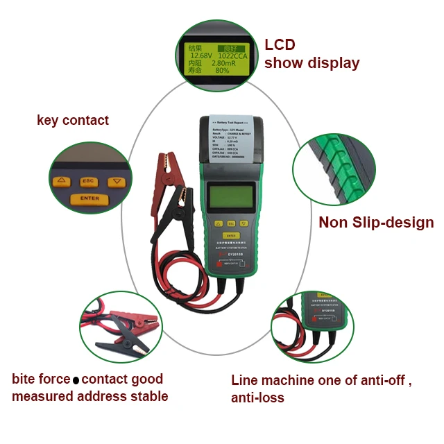 Лидер продаж, автомобильный тестер аккумулятора DY2015B 12 В с принтером