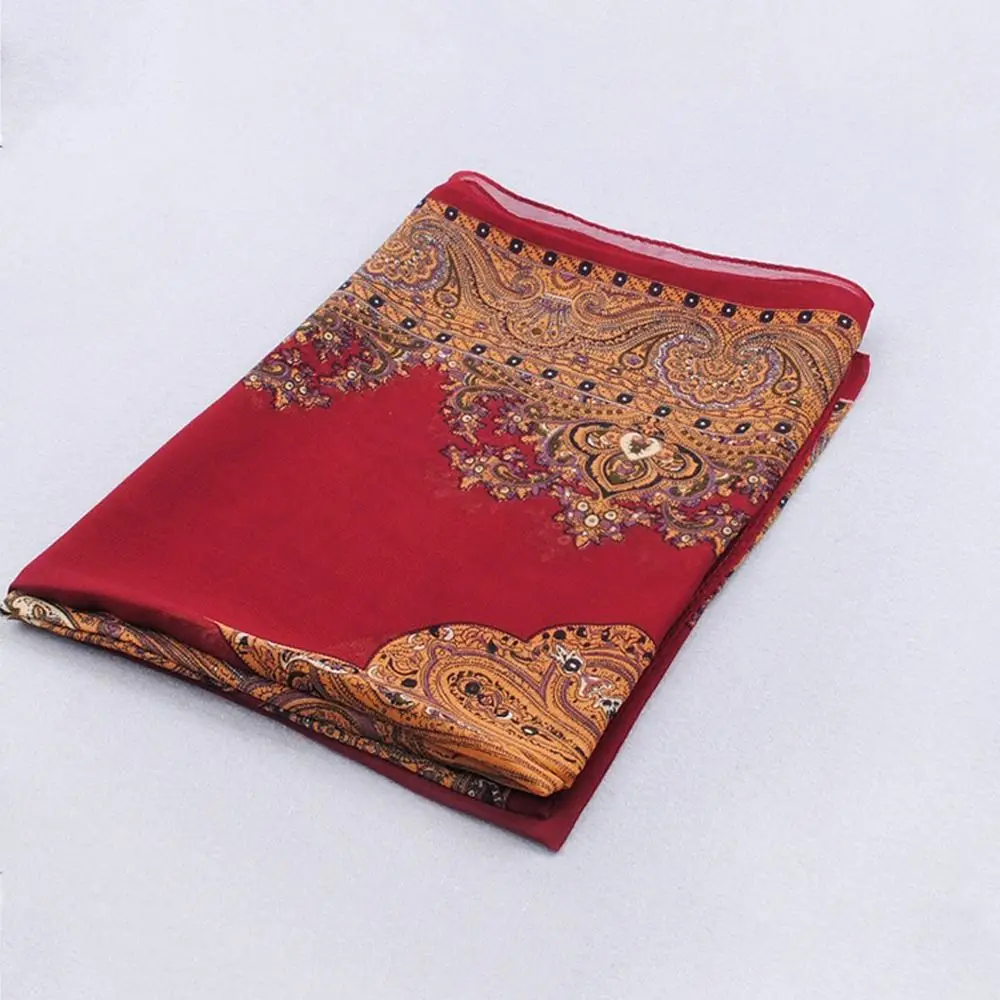 Elegant 160*50cm Chiffon Scarf Floral Gradient Long Wrap Shawl Sunscreen Washable Beach Gauze Scarf for Women