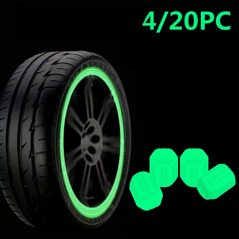 Luminous Valve Caps Fluorescent Green Blue Night Glowing Car Motorcycle Bicycle Wheel Styling Tyre Hub Universal Cap Decor 4Pcs