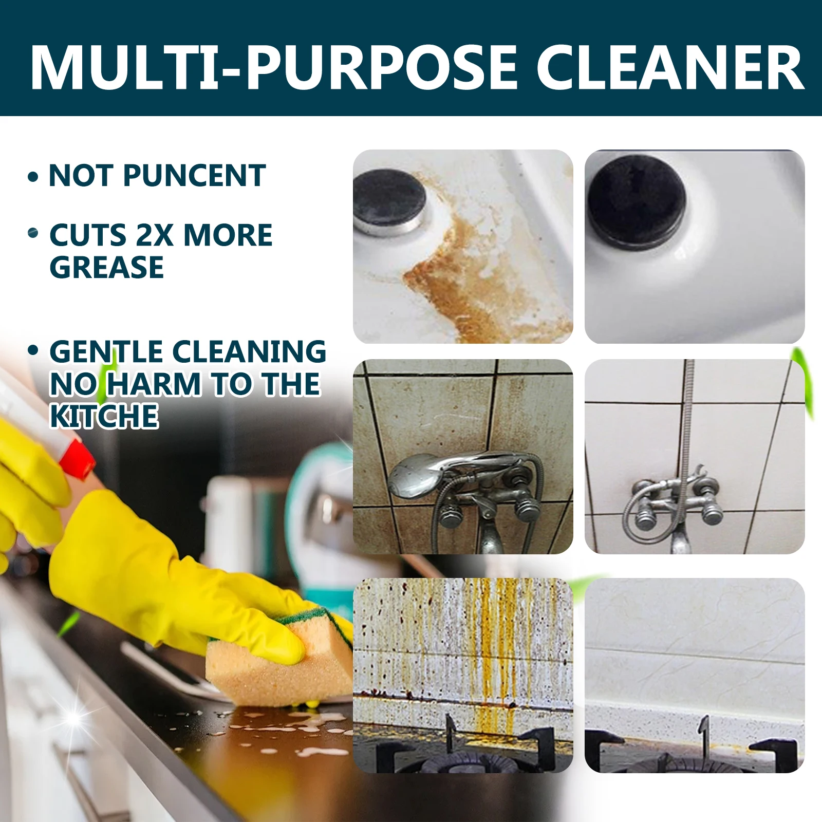 Multi Purpose Cleaner Kitchen Oil Stain Removing Magic Degreaser Heavy Oil Dirt Cleaning Prevent Rust Household Degreasing Agent