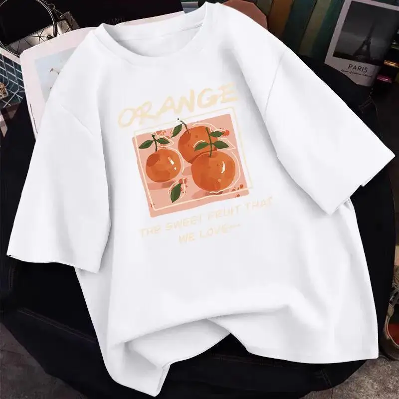 Camiseta de algodón puro de verano para mujer, de manga corta, diseño de ropa para mujer, estilo nicho, holgada, talla grande, de verano, de media manga.