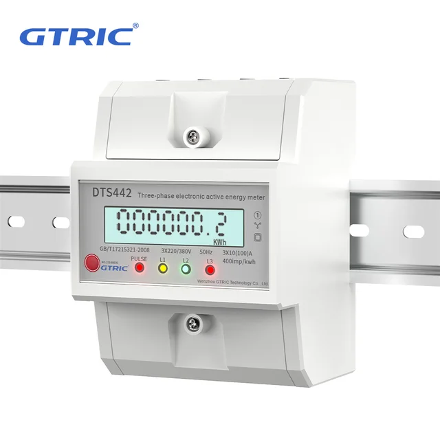 Compteur d'énergie électrique triphasé GTRIC 4P 220VAC 50/60Hz, compteur de consommation sur Rail Din, gague électrique, wattmètre, affichage LCD 1