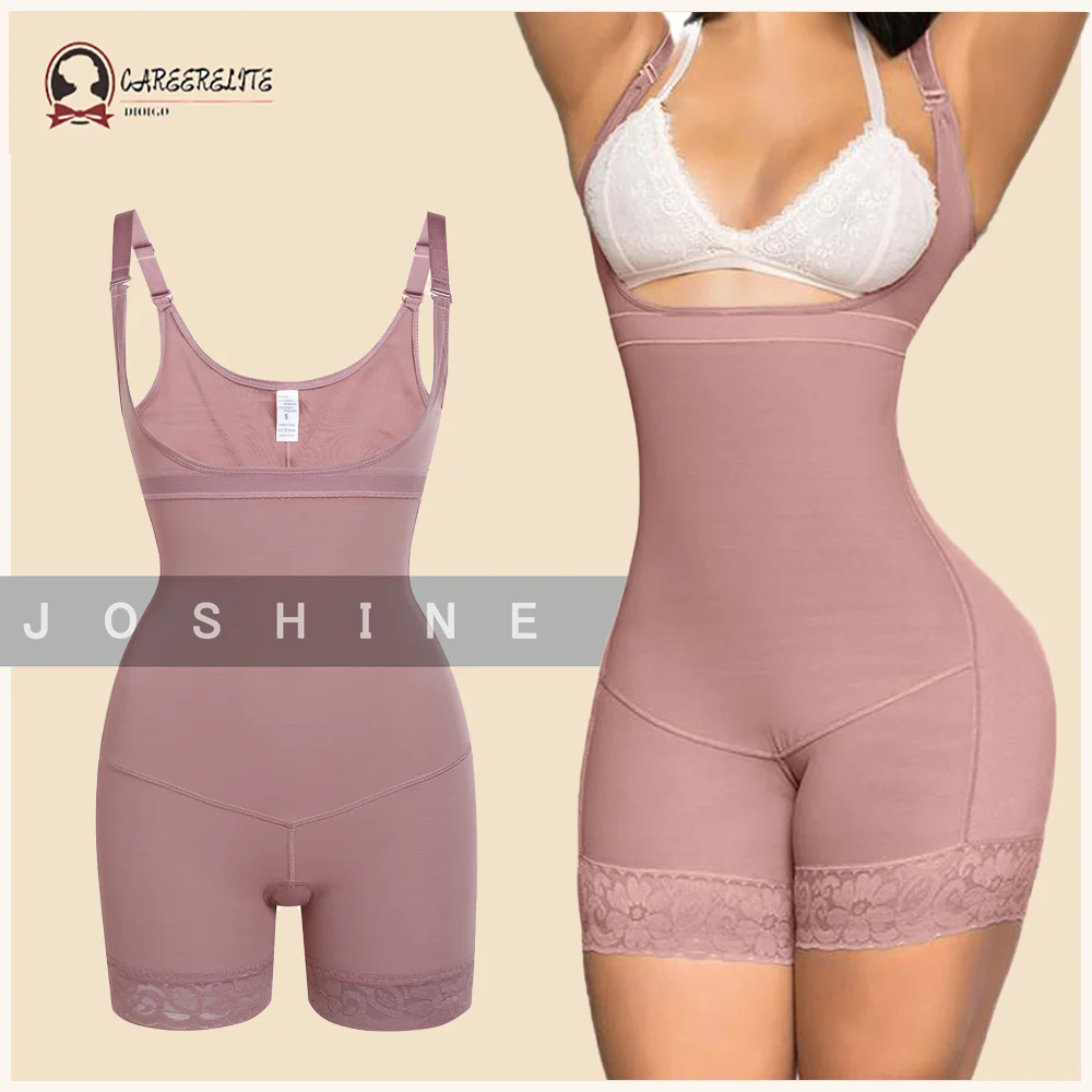 Fajas Colombianas Seamless Body Shaper Adjustable Shoulder Strap Shapewear Bodysuits Open Bust Waist Trainer for Liposuction