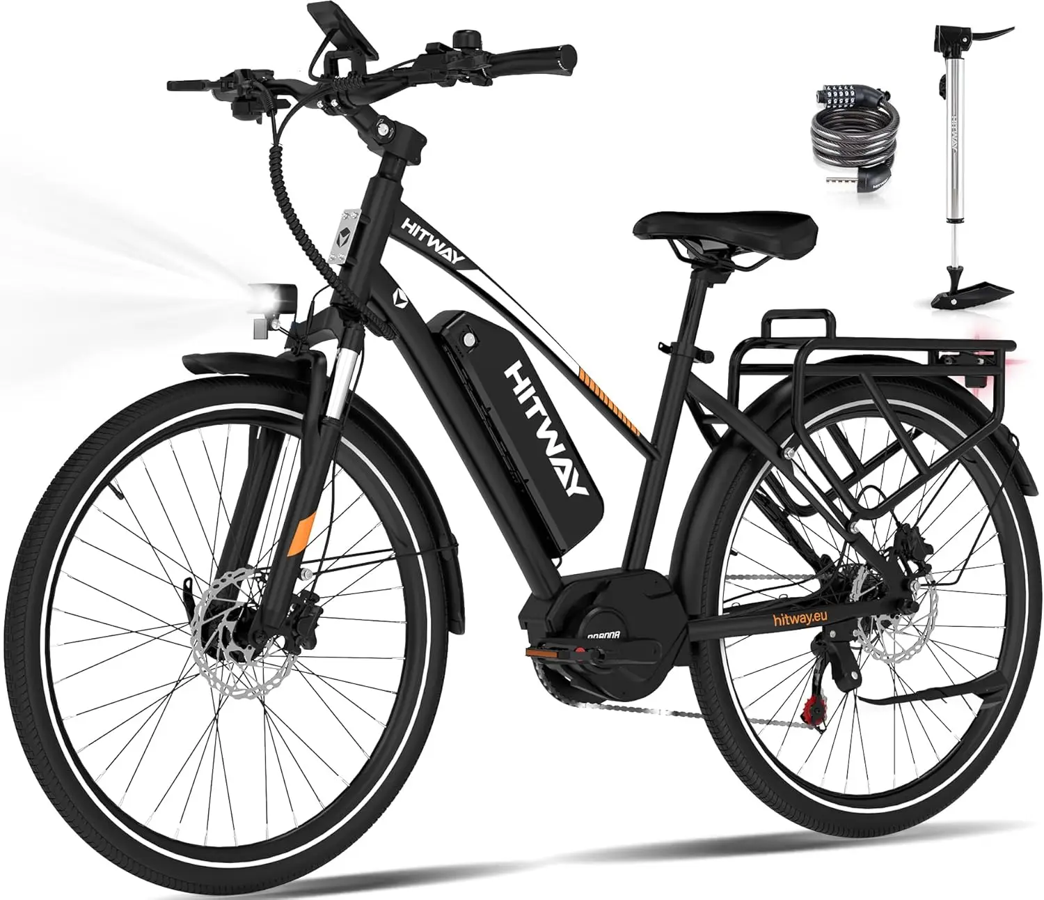 Hitway Bku1 27,5 inch elektrische fiets, 36V 13Ah accu, middenmotor, 7 versnellingen, 25 km/u snelheidsbereik, 120-150 km rijbereik