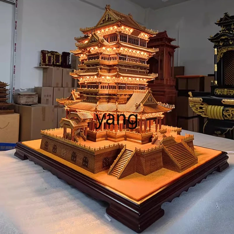 LMM Wood Carving Pendant Home Decoration Ornament Type Nanmu Tengwang Pavilion