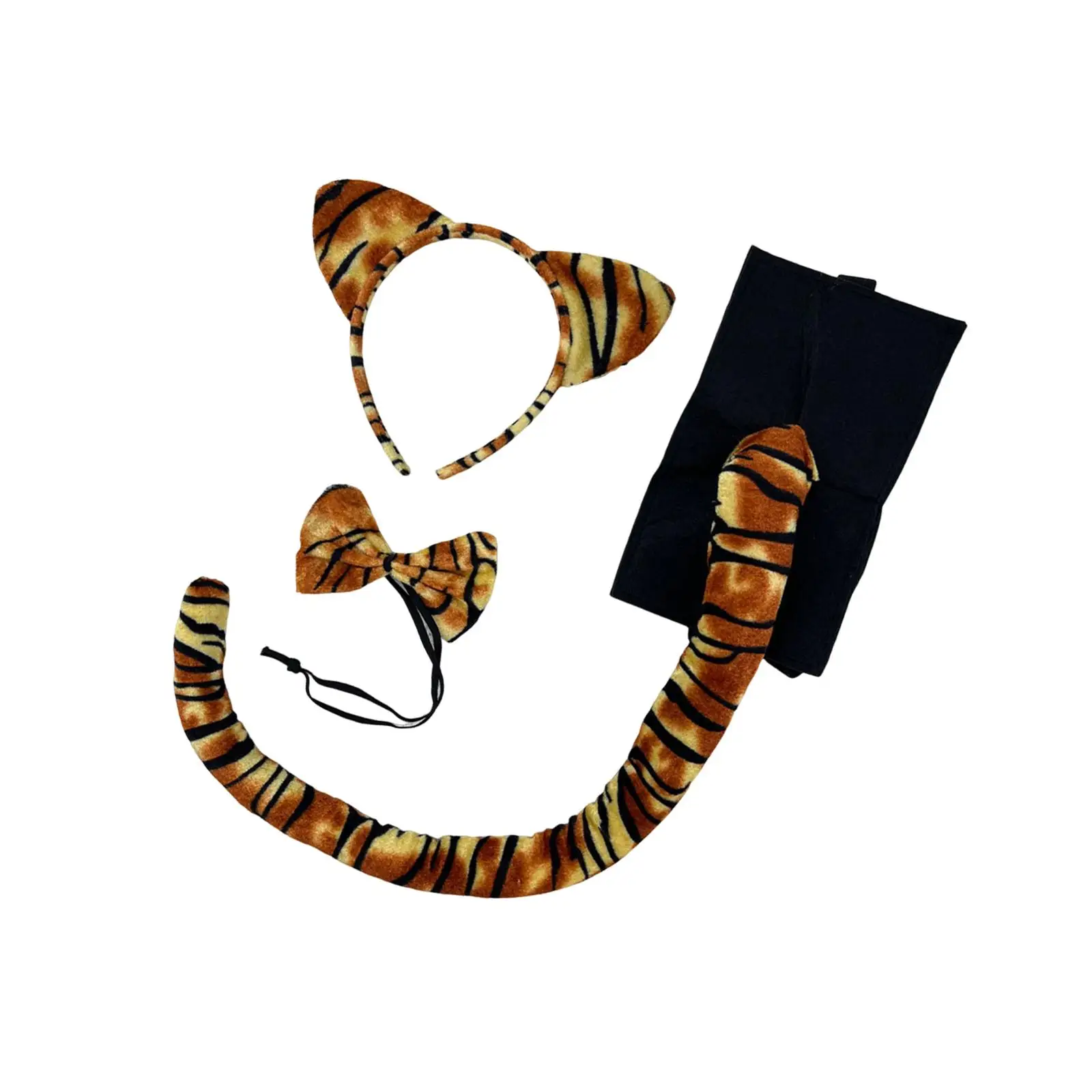 Fancy Dress Tiger Costume Accessories Set for Kids Halloween Party with Hair Band Tie Tail Cosplay Prop Gift