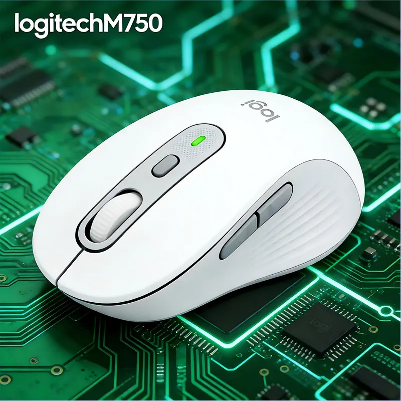 

Бесшумная беспроводная мышь Logitech M750, 2,4 ГГц, Bluetooth, двойной режим, перезаряжаемая, эргономичная, подходит для офиса, дома, учебы, учителей