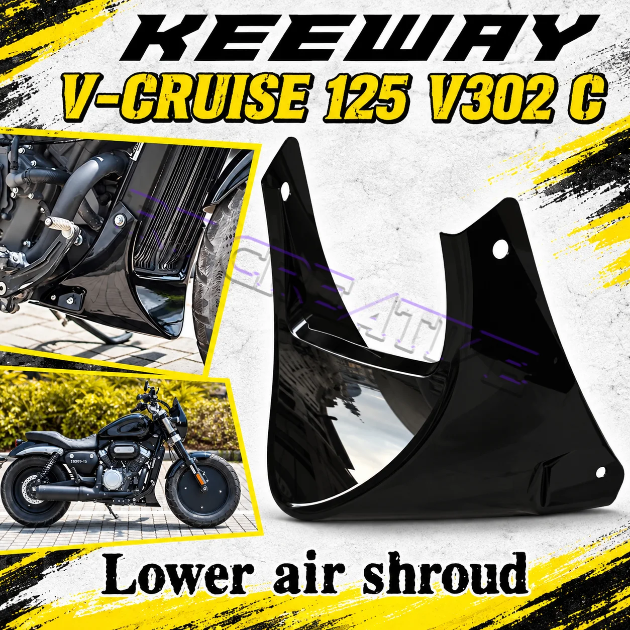 Dedicated Engine Lower Deflector & Water Tank Net Decor Fit Keeway V Cruise125 V302C, Bottom Support Guard Mod